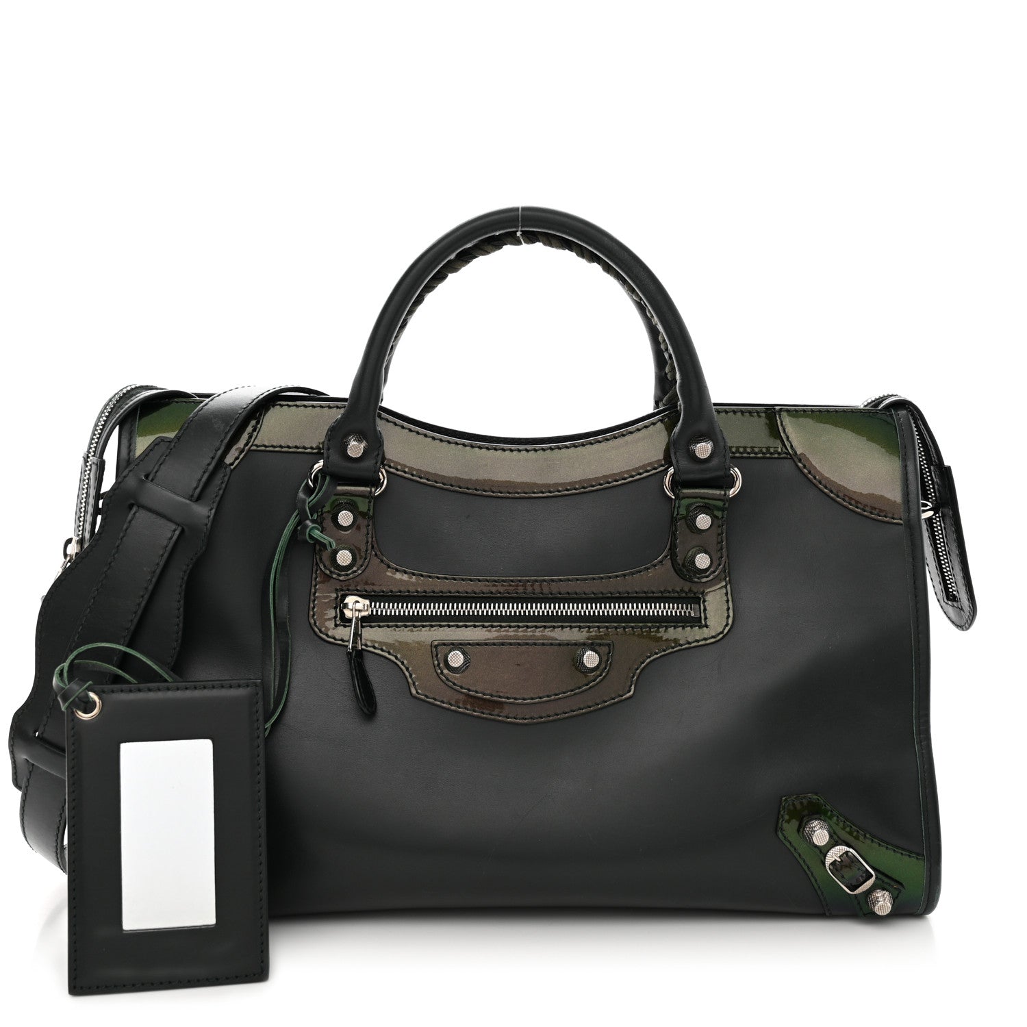 Balenciaga Smooth Calfskin Metallic Patent Giant 12 Silver Hardware City Vert Poker Fonce 2 of 15