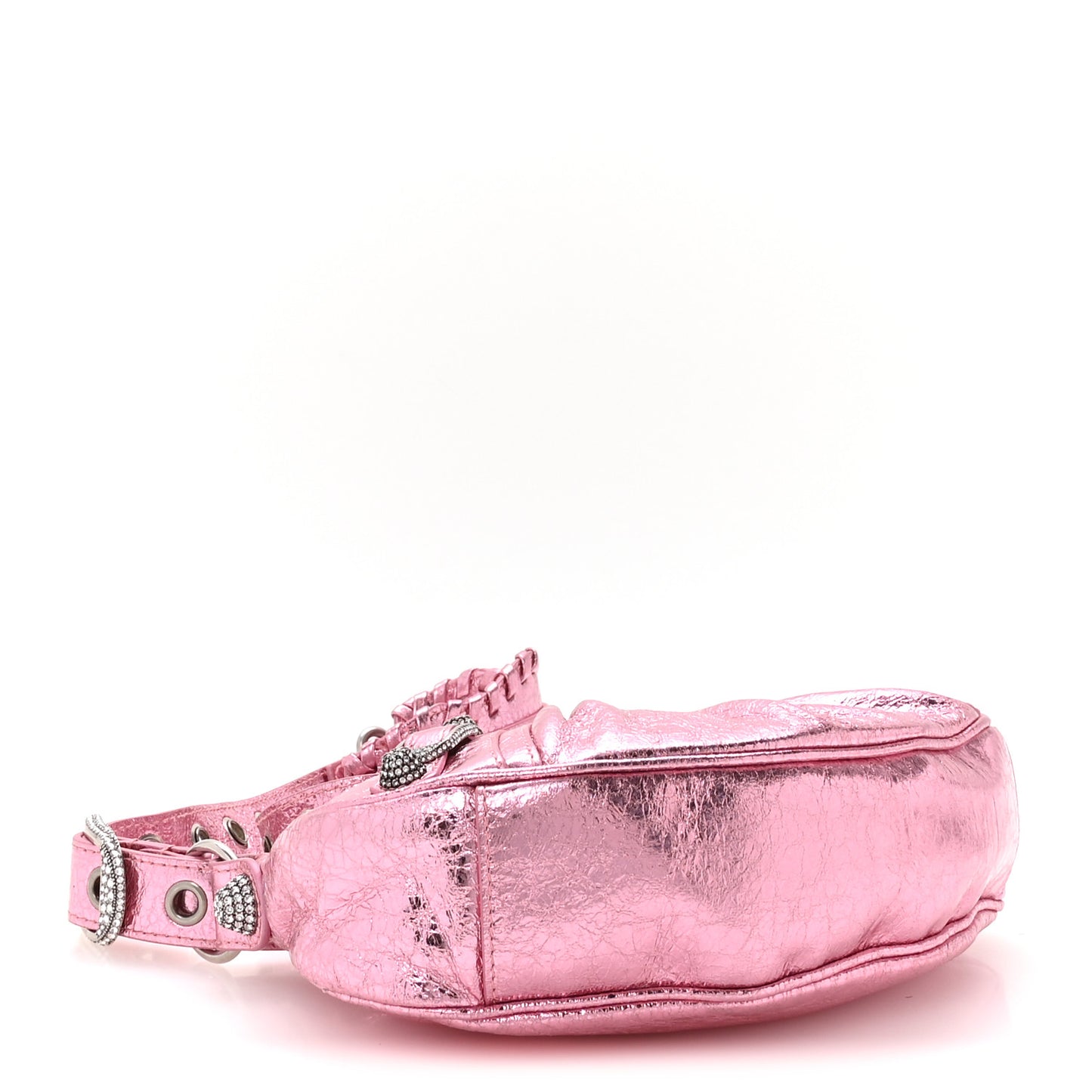 Metallic Agneau Arena Crystal Le Cagole Shoulder Bag XS Met Pink