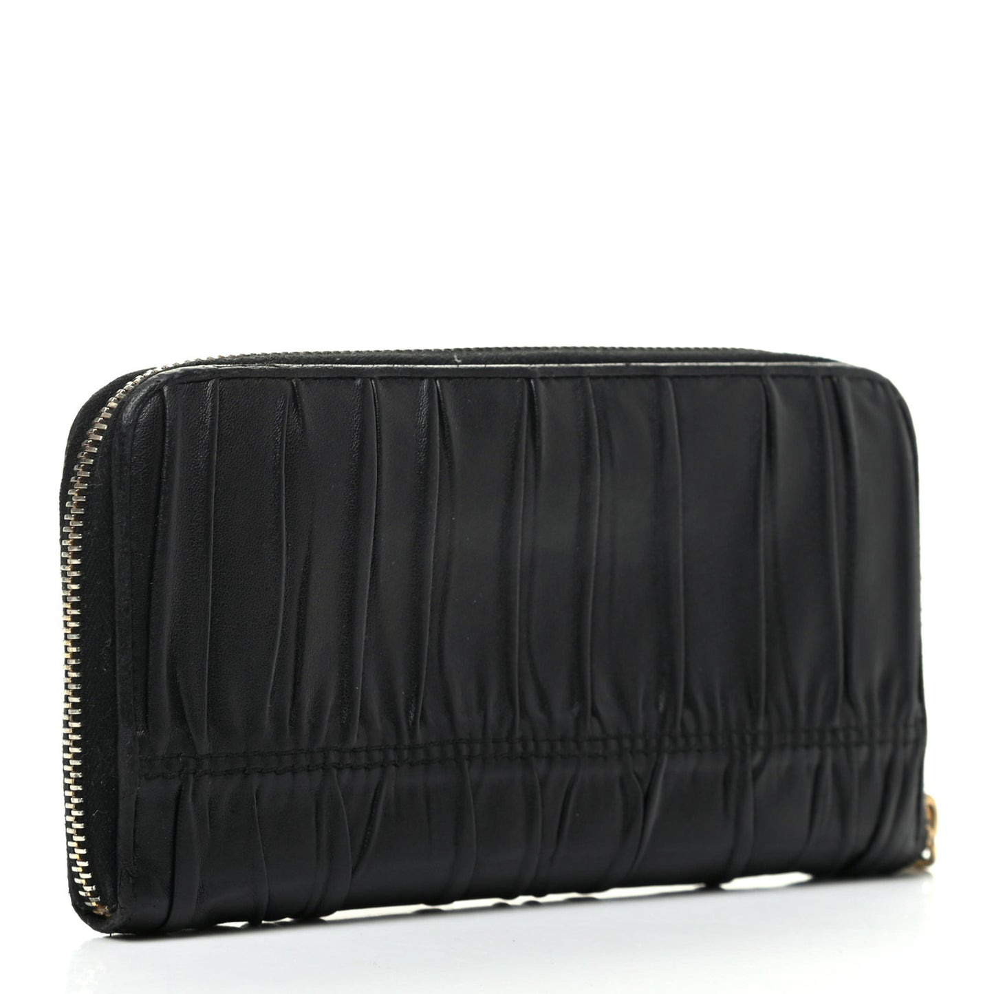 Nappa Gaufre Zip Around Wallet Black