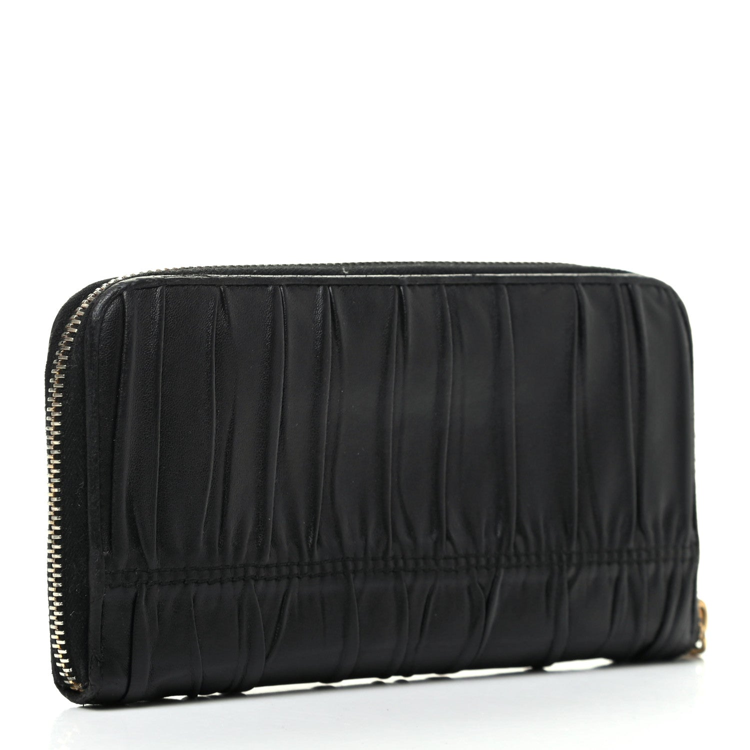 Prada Nappa Gaufre Zip Around Wallet Black 3 of 8