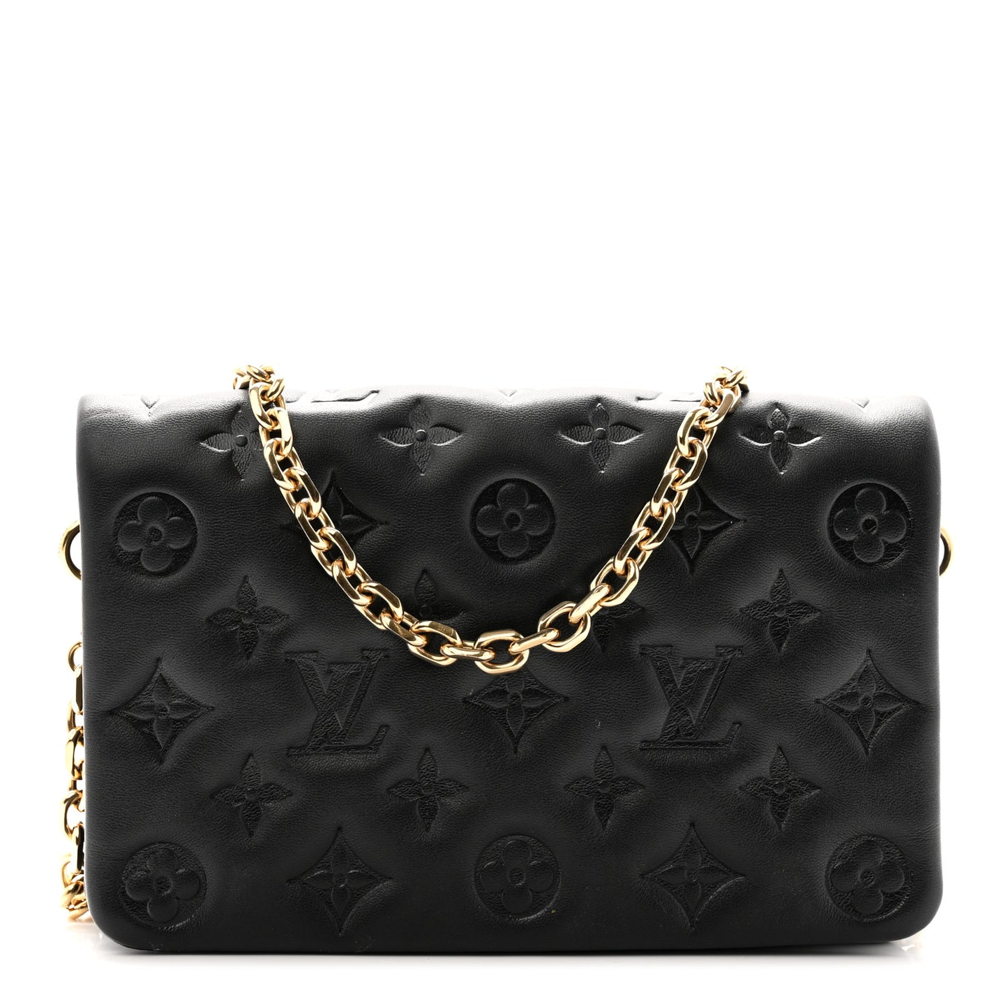 Lambskin Embossed Monogram Pochette Coussin Black
