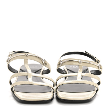 Gucci Calfskin Horsebit Divine Slingback Sandals 37.5 Mystic White 3 of 9