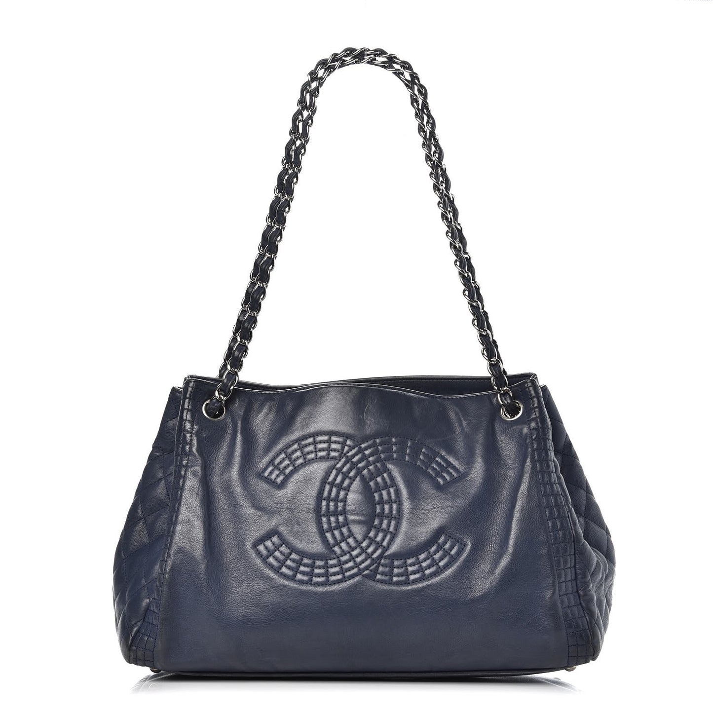 Calfskin Coco Bengal Open Accordion Tote Blue