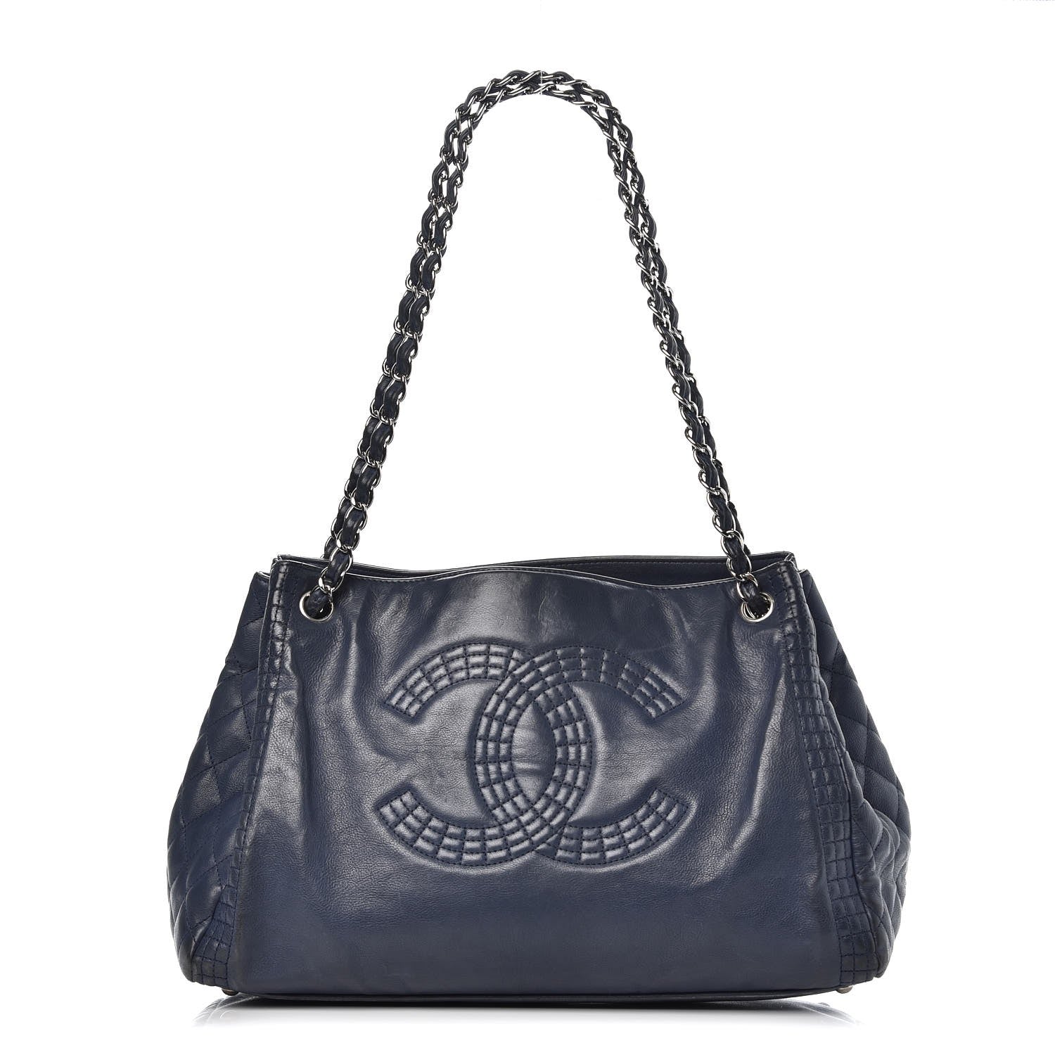 Chanel Calfskin Coco Bengal Open Accordion Tote Blue 1 of 15