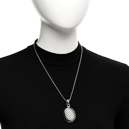 David Yurman Sterling Silver 18K Yellow Gold Oval Cable Locket Pendant 2 of 5