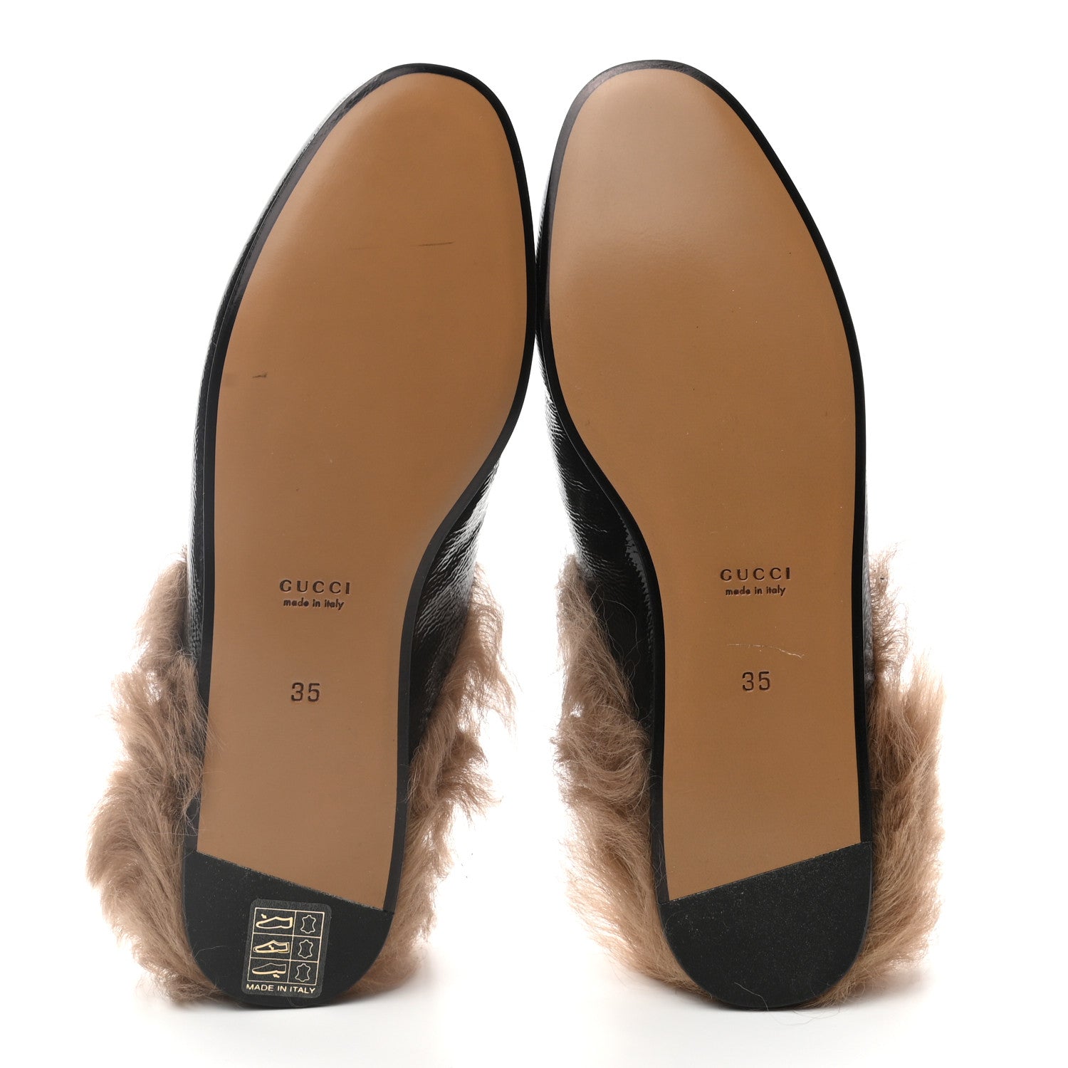 Gucci Patent Fur Womens Princetown Slippers 35 Black Natural 5 of 7