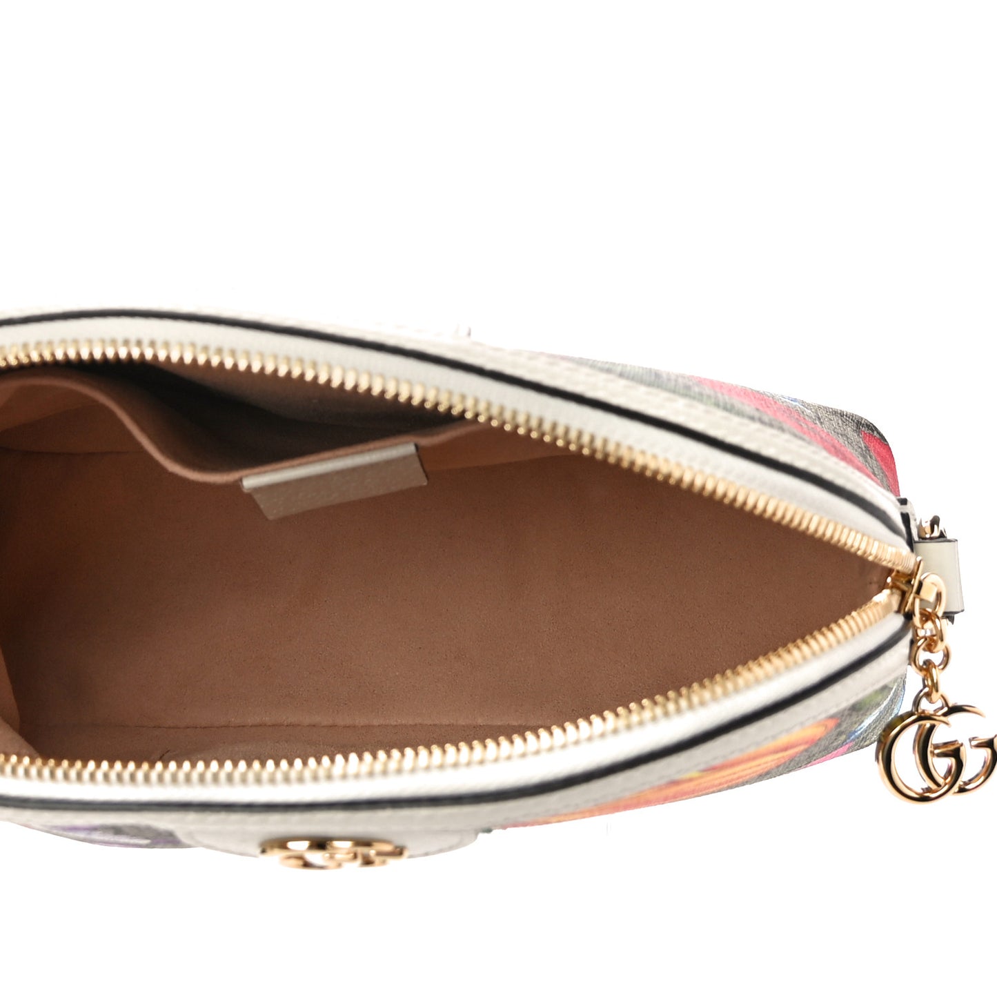 GG Supreme Monogram Flora Web GG Small Ophidia Dome Shoulder Bag White