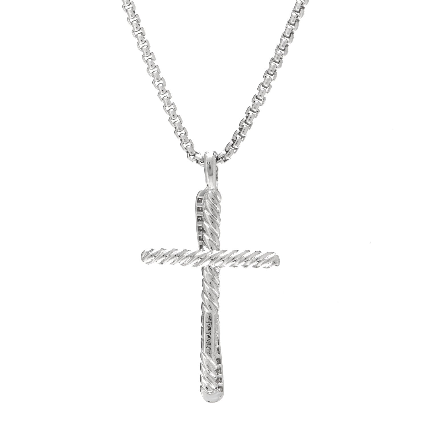 David Yurman Sterling Silver Diamond 35mm Crossover Cross Necklace 4 of 6