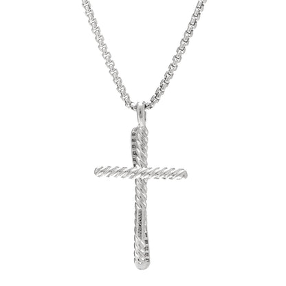David Yurman Sterling Silver Diamond 35mm Crossover Cross Necklace 4 of 6