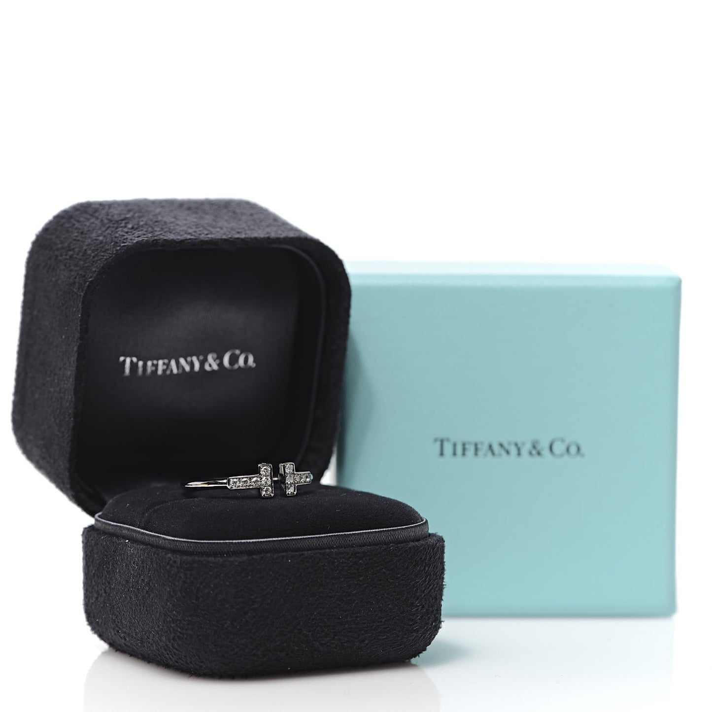 18K White Gold Diamond T Wire Ring 57 8