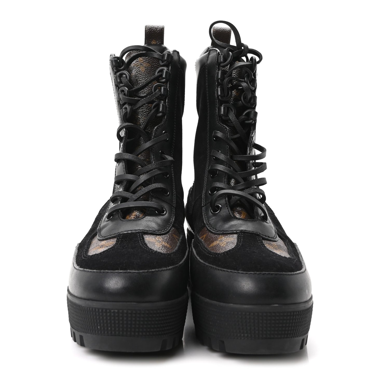 Suede Calfskin Monogram Laureate Platform Desert Boots 40 Black