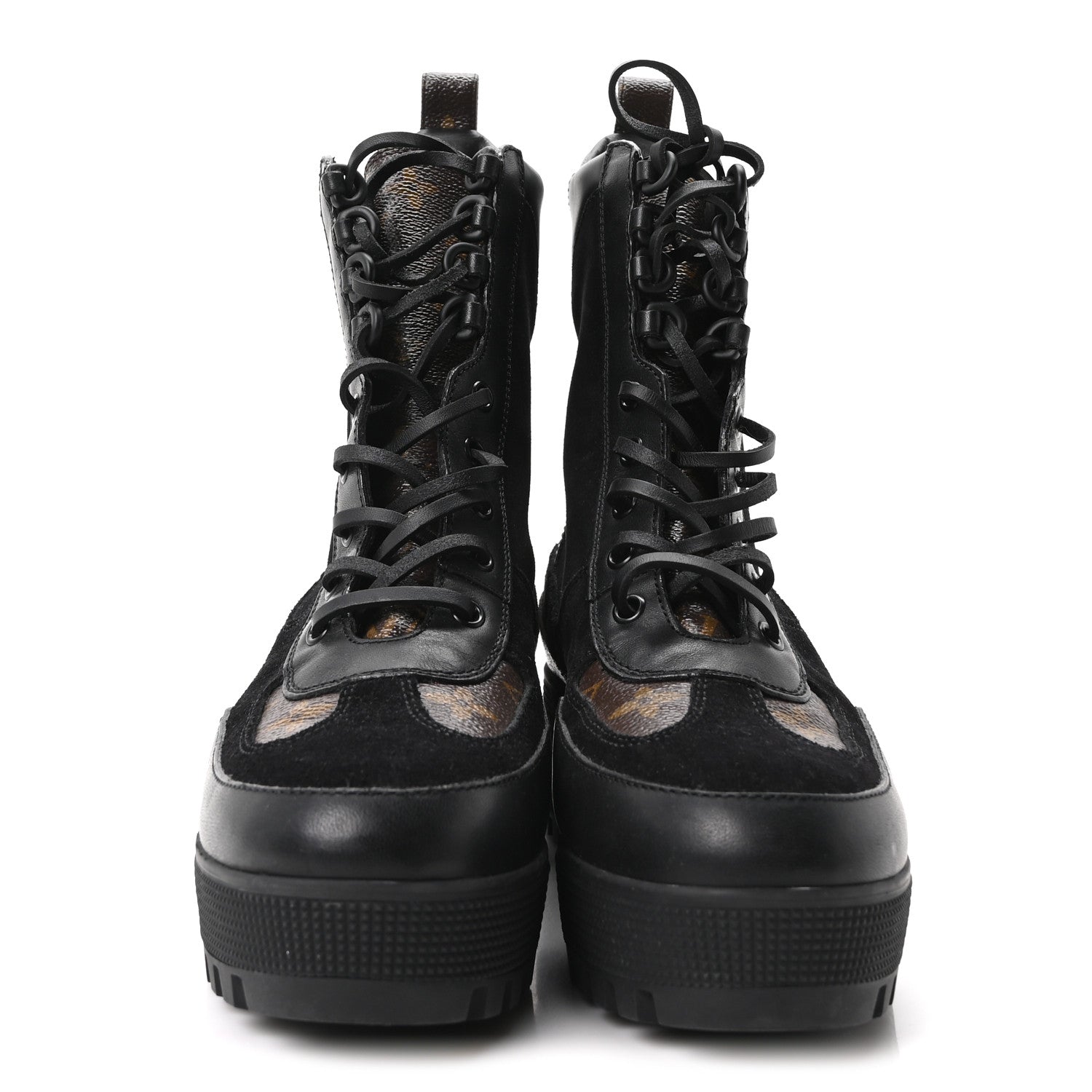 Louis Vuitton Suede Calfskin Monogram Laureate Platform Desert Boots 40 Black 3 of 9