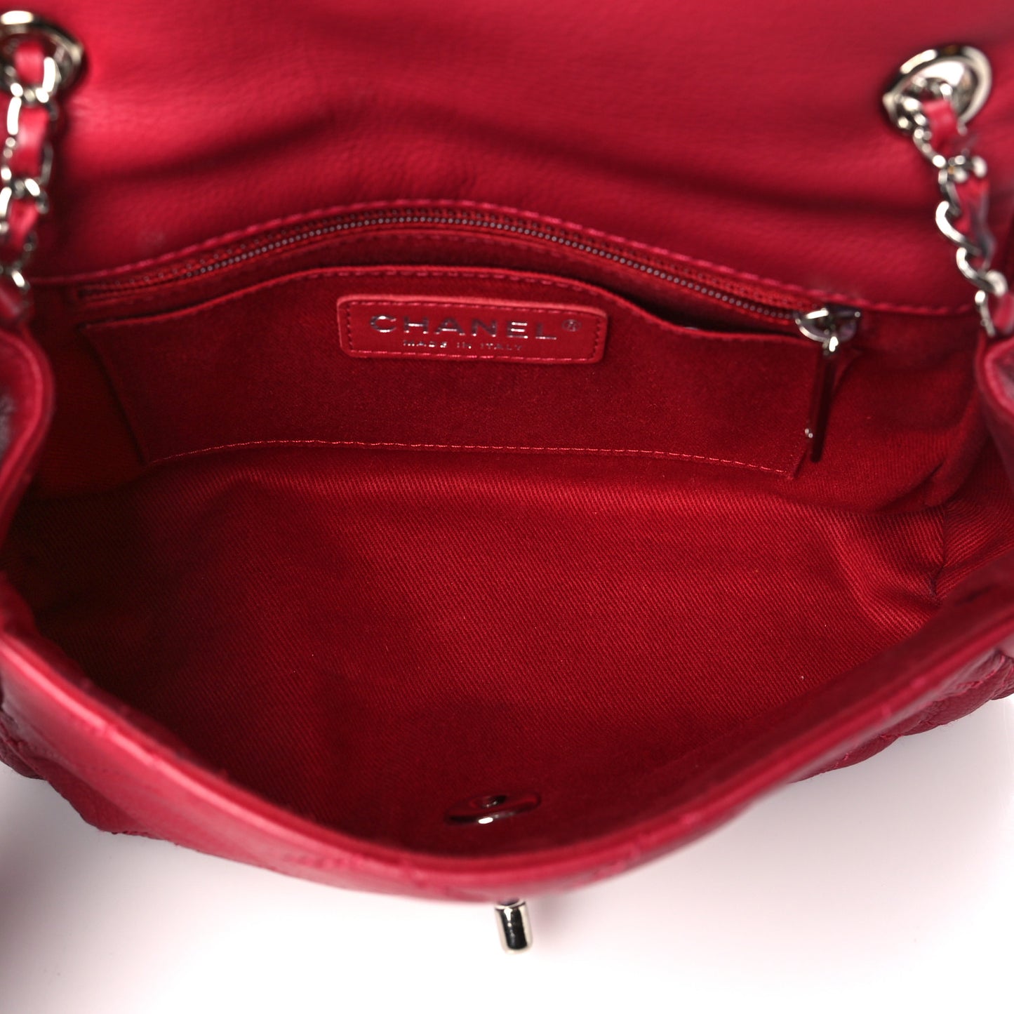 Calfskin Quilted CC Curvy Flap Red
