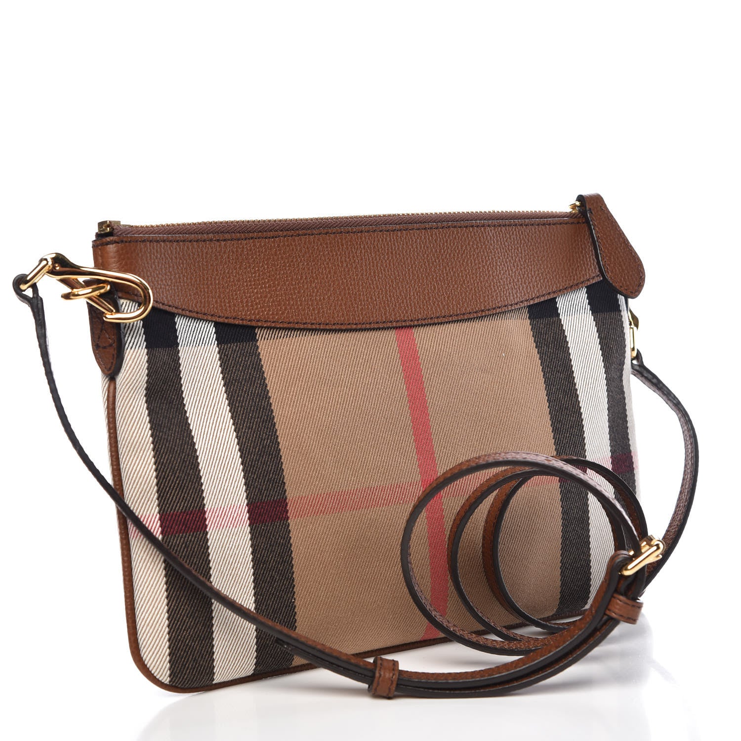 Burberry House Check Derby Peyton Crossbody Clutch Bag Tan 4 of 12