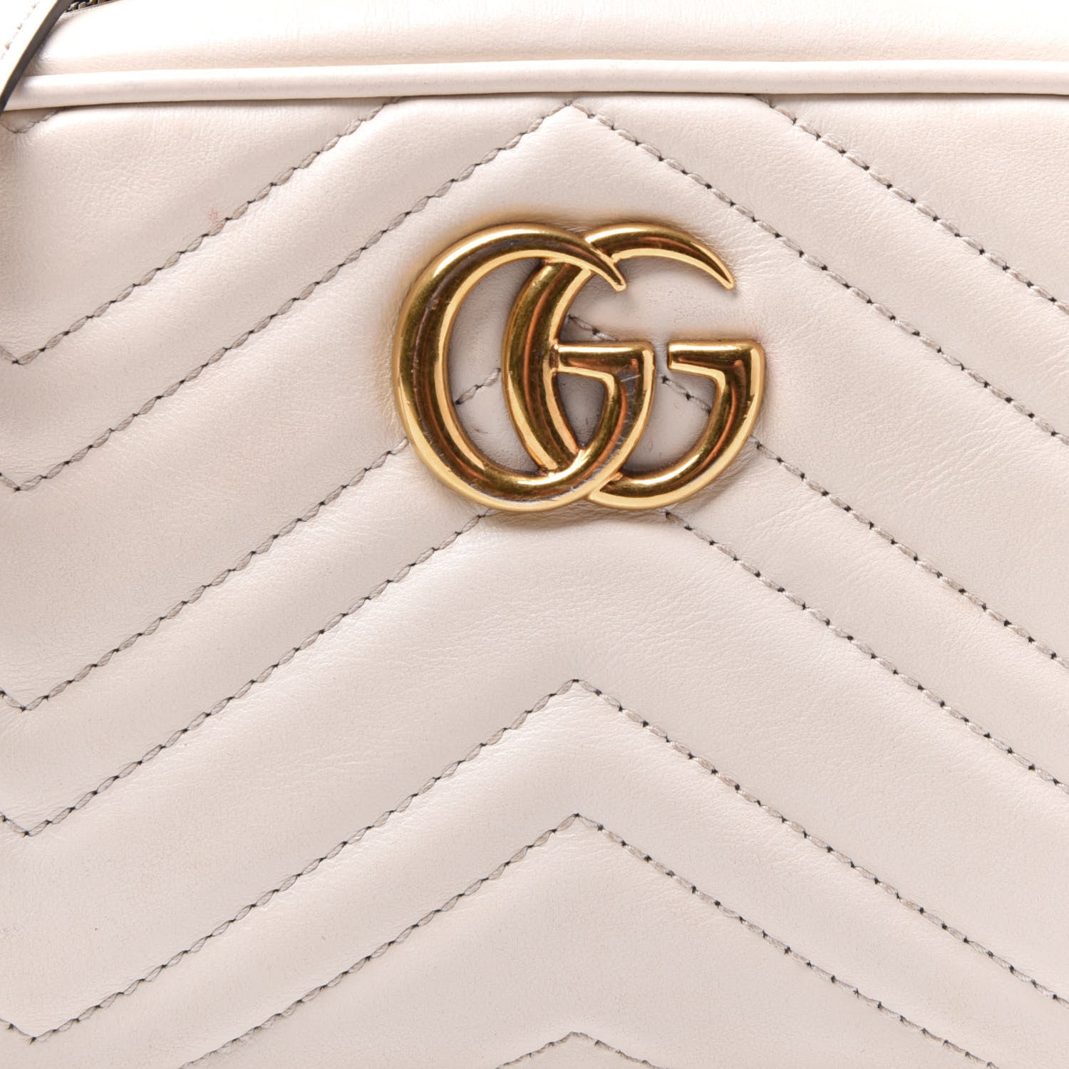 Gucci Calfskin Matelasse Mini GG Marmont Chain Shoulder Bag White 11 of 12