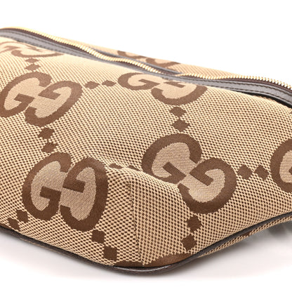 Gucci Monogram Jumbo GG Textured Dollar Calfskin Web Belt Bag Camel Ebony New Acero 9 of 9