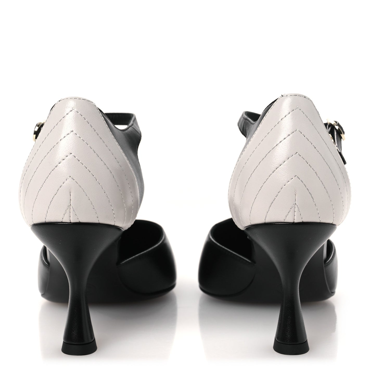 Lambskin Mary Jane Pumps 36.5 Black White