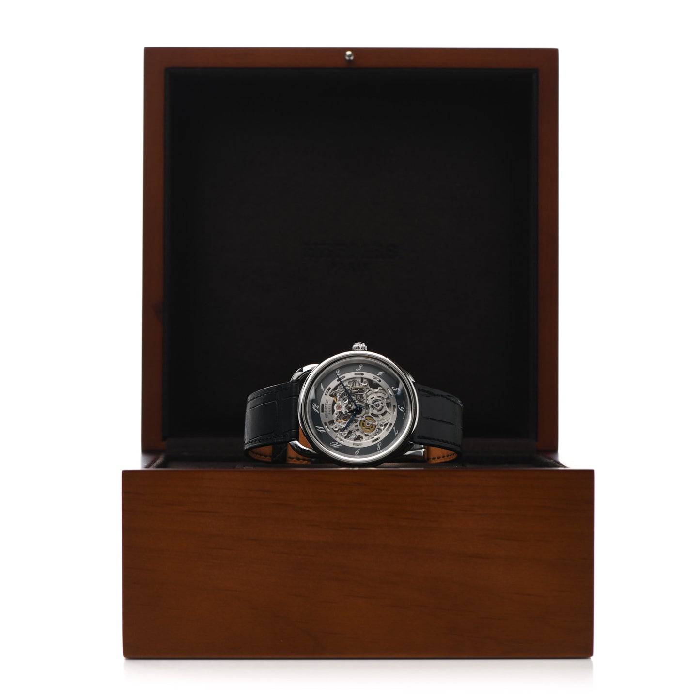 Stainless Steel Alligator 41mm Arceau Squelette Automatic Watch Noir