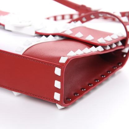 Valentino Garavani Vitello Colorblock Medium Free Rockstud Flip Lock Crossbody Bag Rosso Valentino Optic White 8 of 9