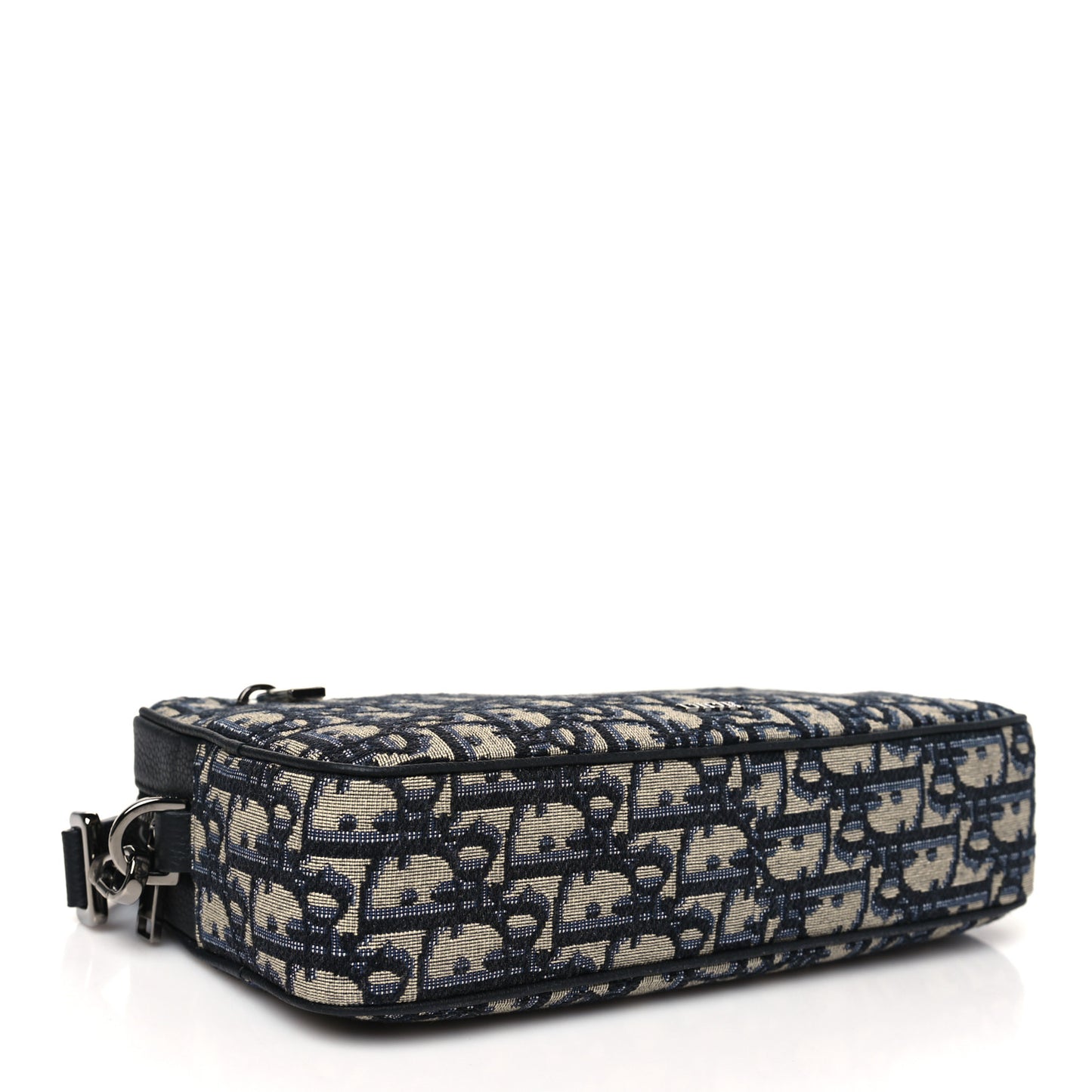 Oblique Jacquard Grained Calfskin Toiletry Pouch Blue Black