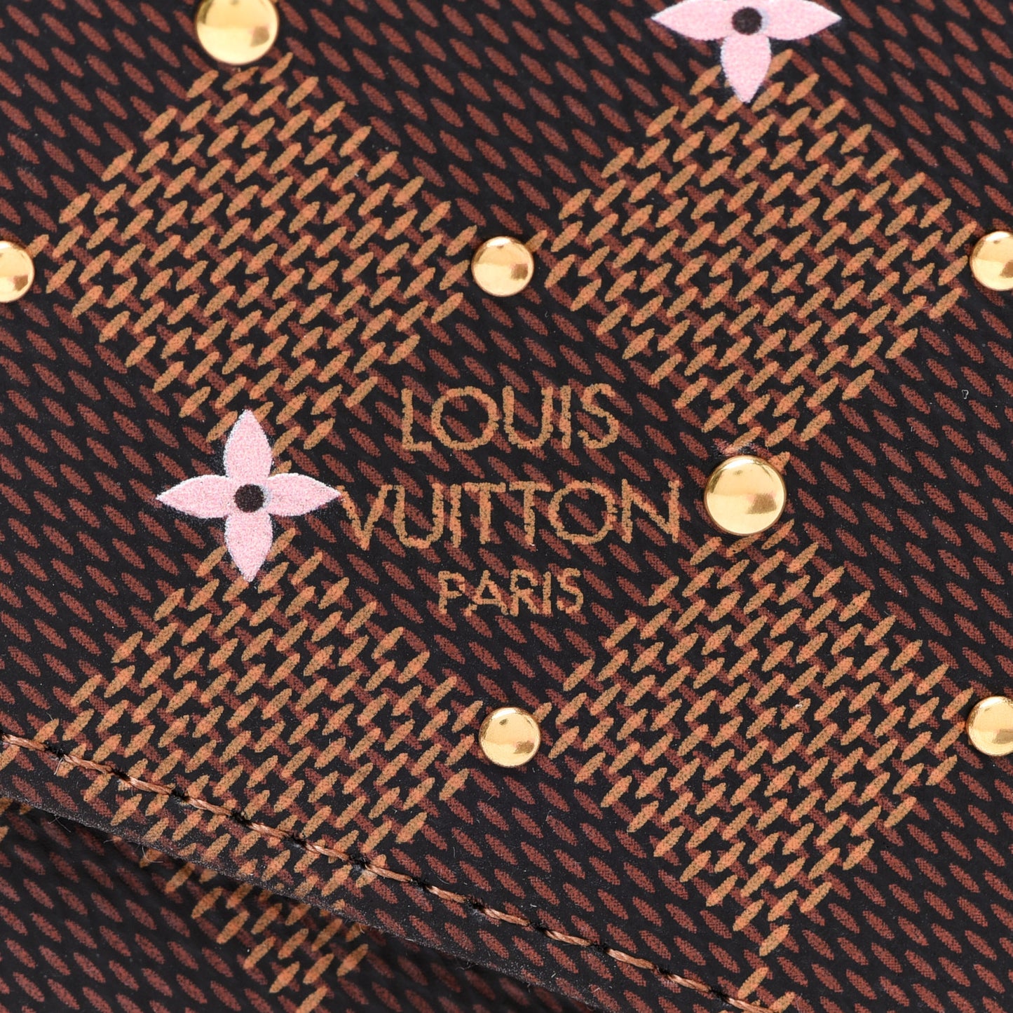 Damier Ebene Studded Pochette Felicie Chain Wallet