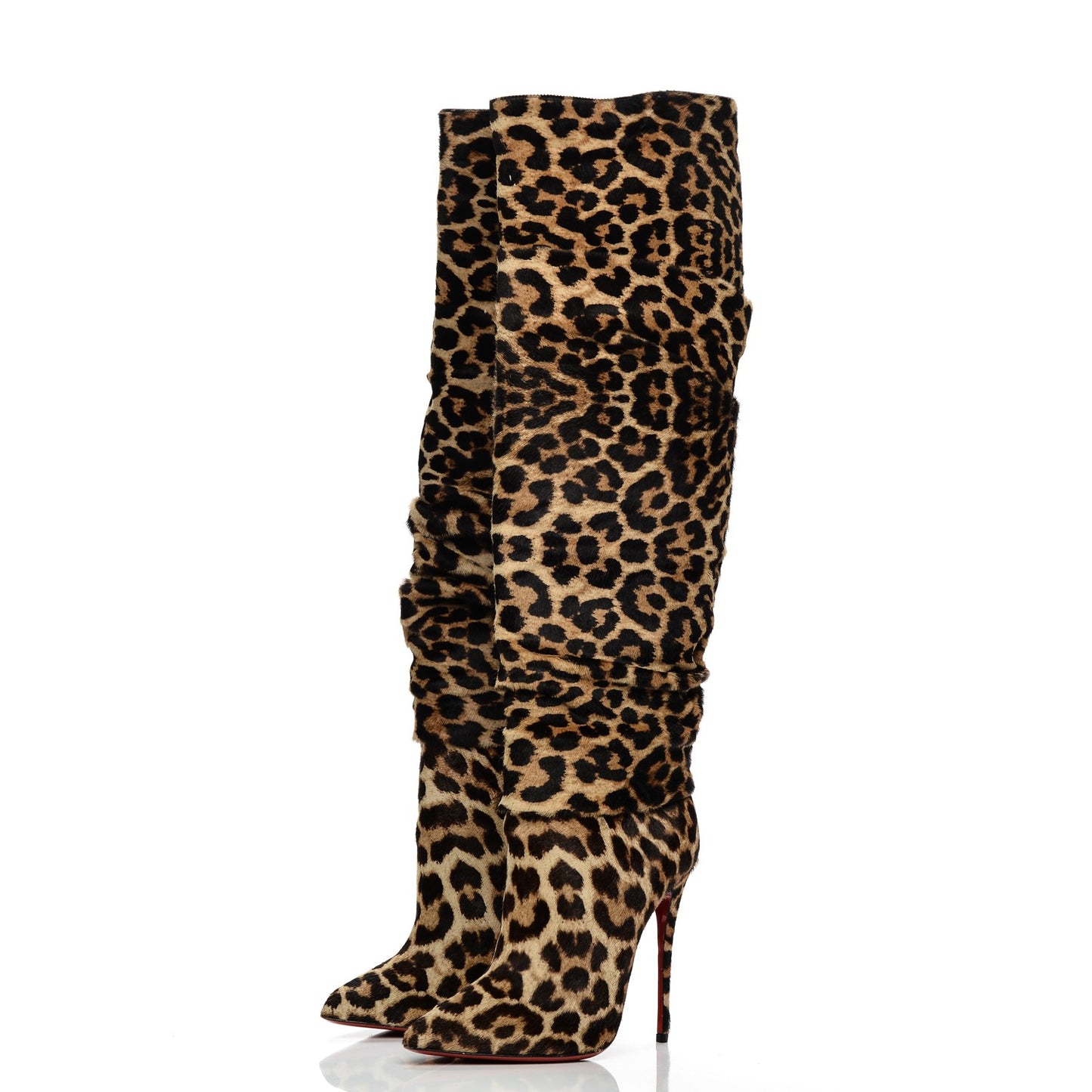 Pony Hair Ishtar Botta 120 Ruched Knee Boots 36.5 Leopard