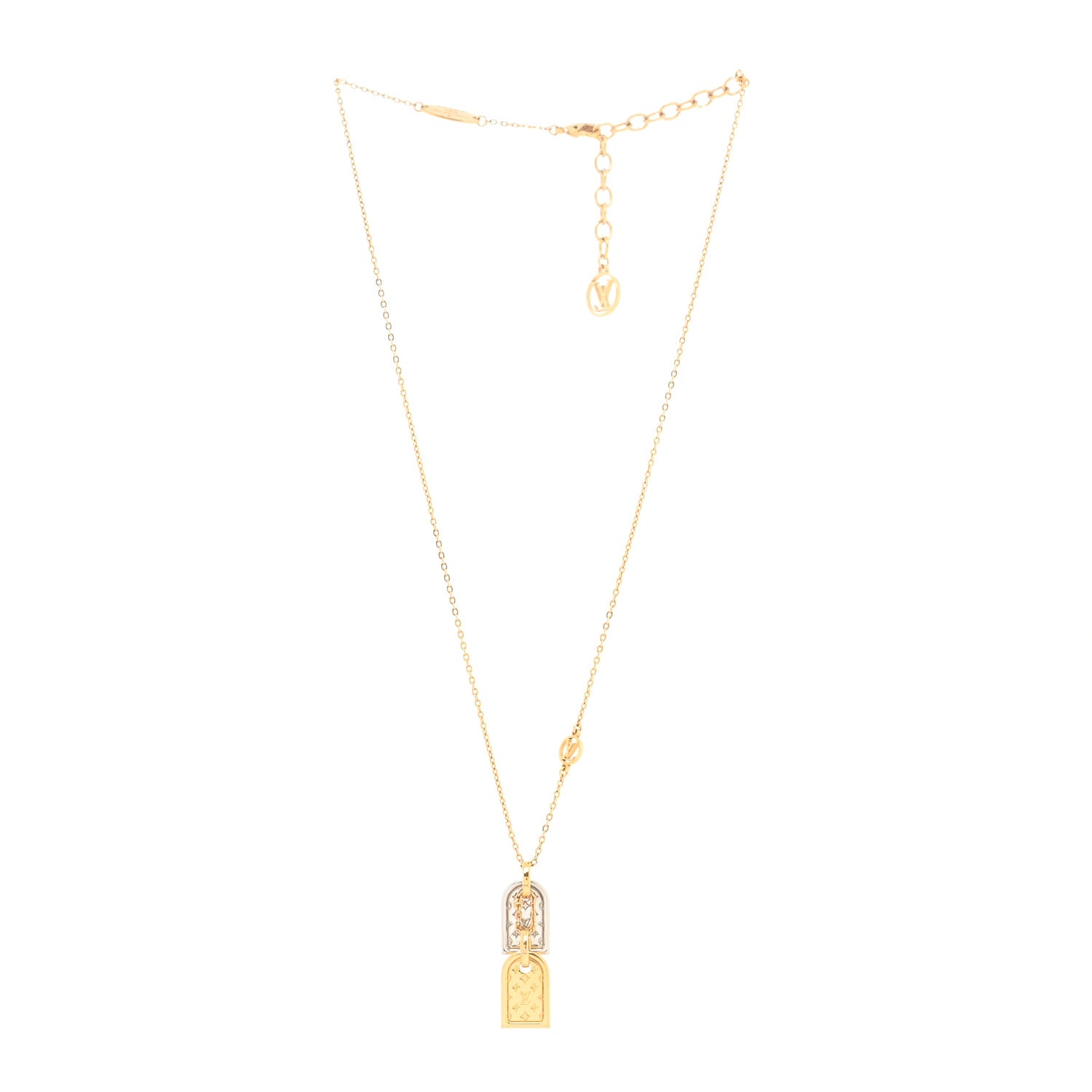 Louis Vuitton Nanogram Name Tag Necklace Gold 2 of 4