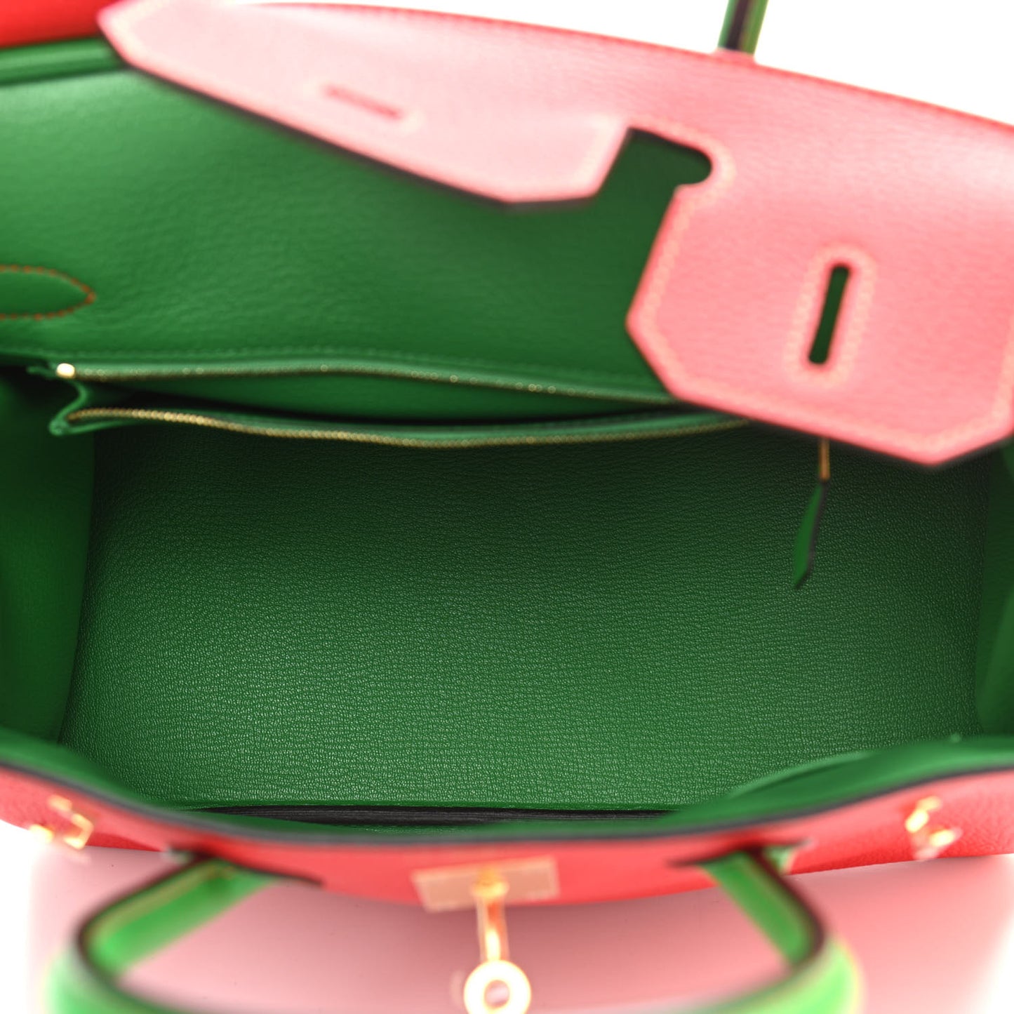Togo Bi-Color Horseshoe Birkin 30 Bamboo Rouge Tomate