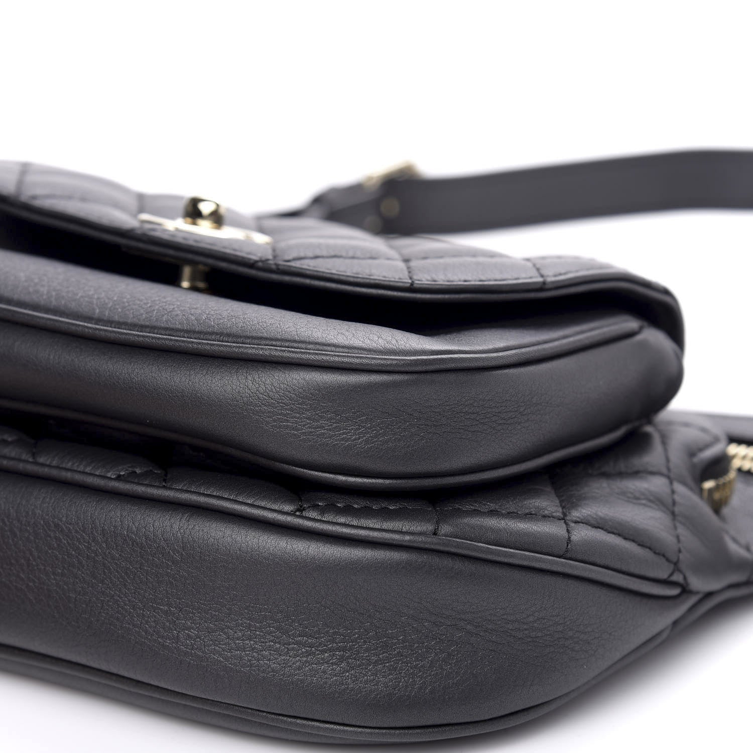 Chanel Calfskin Flap Chain Waist Bag Black 9 of 11