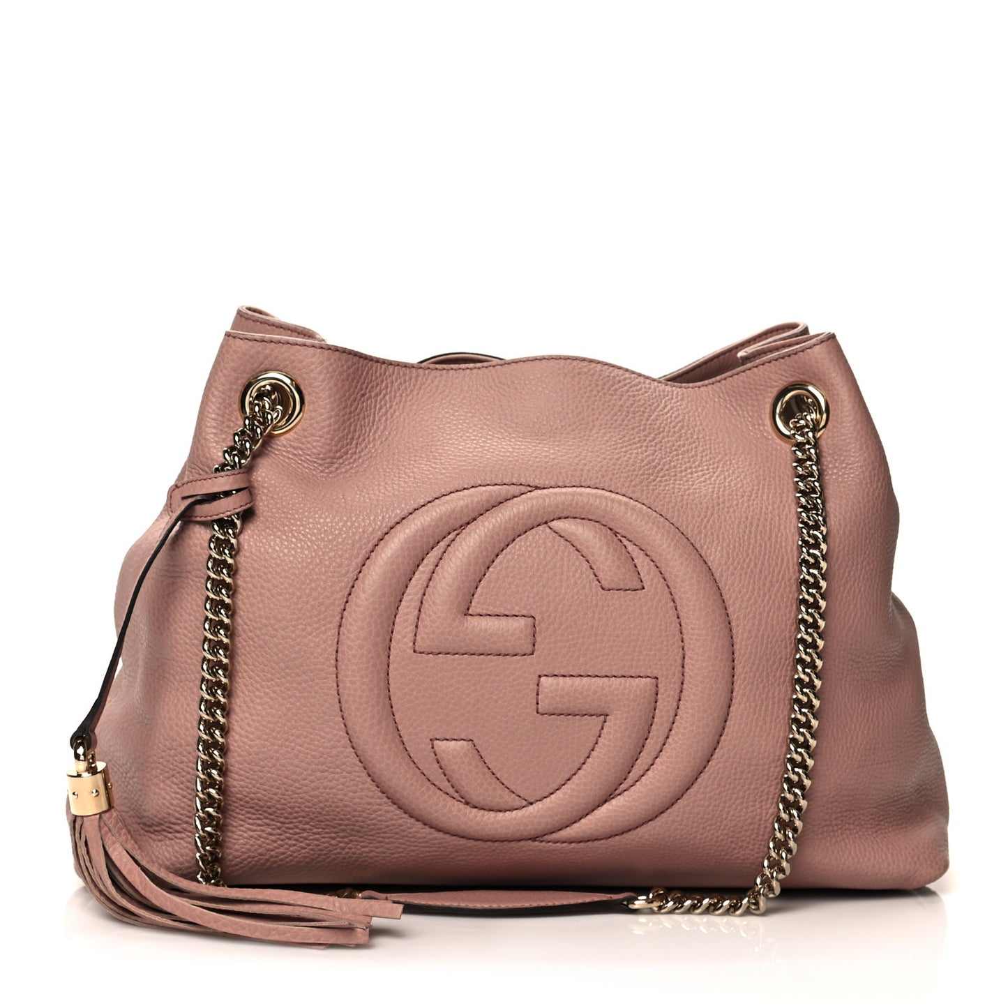 Pebbled Calfskin Medium Soho Chain Shoulder Bag Dark Cipria