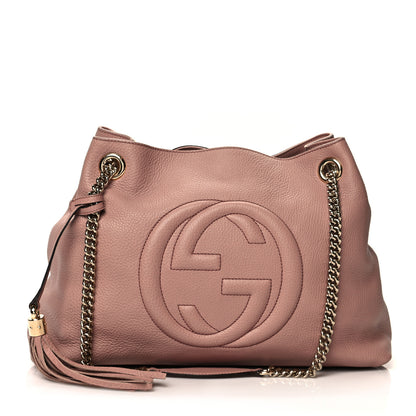 Gucci Pebbled Calfskin Medium Soho Chain Shoulder Bag Dark Cipria 1 of 9