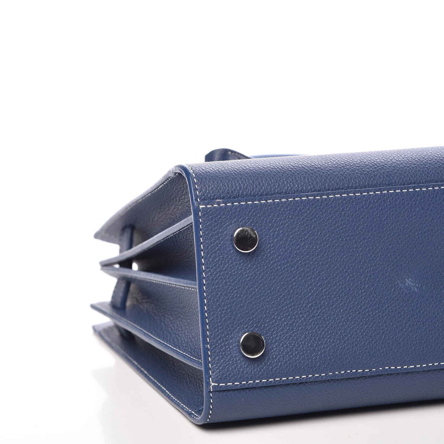 Saint Laurent Grained Calfskin Topstitch Baby Sac De Jour Denim 8 of 15