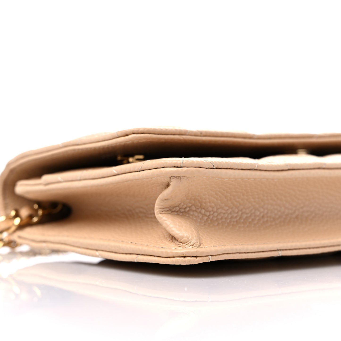 Caviar Quilted Wallet On Chain WOC Beige