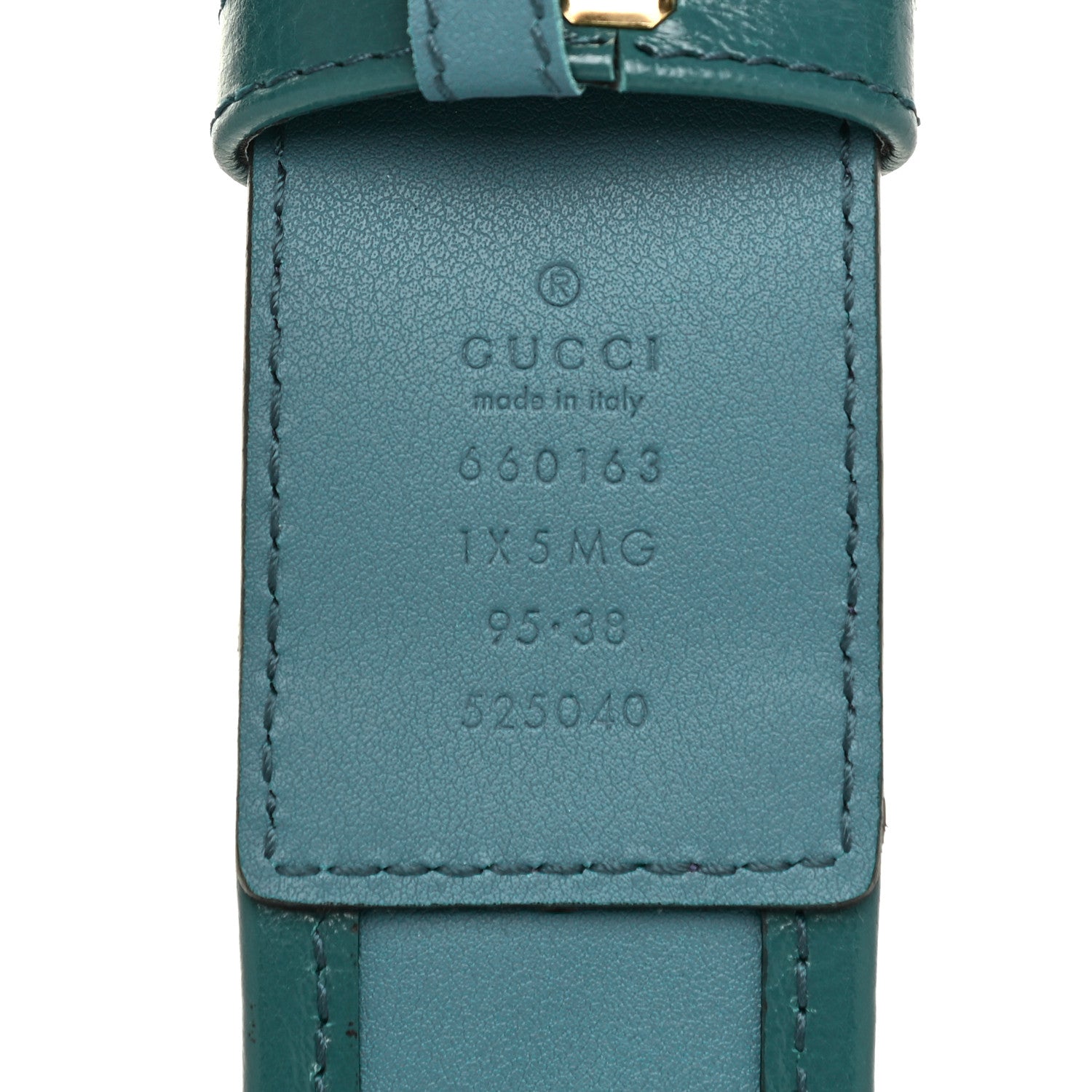 Gucci Vintage Effect Calfskin Matelasse Diagonal Enamel Double G 40mm Belt 95 38 Imperial Blue Pavone 4 of 5