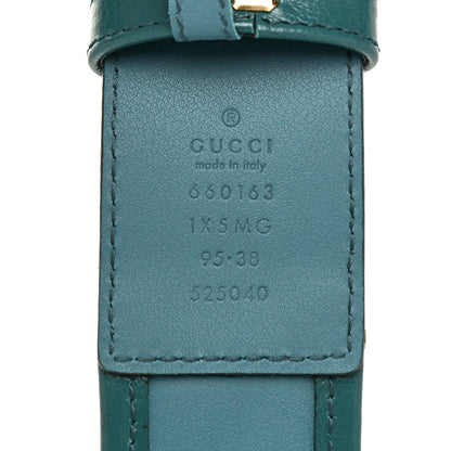 Gucci Vintage Effect Calfskin Matelasse Diagonal Enamel Double G 40mm Belt 95 38 Imperial Blue Pavone 4 of 5