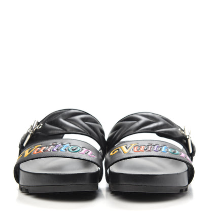 Louis Vuitton Calfskin New Wave Bom Dia Mule Sandals 37 Black 2 of 9