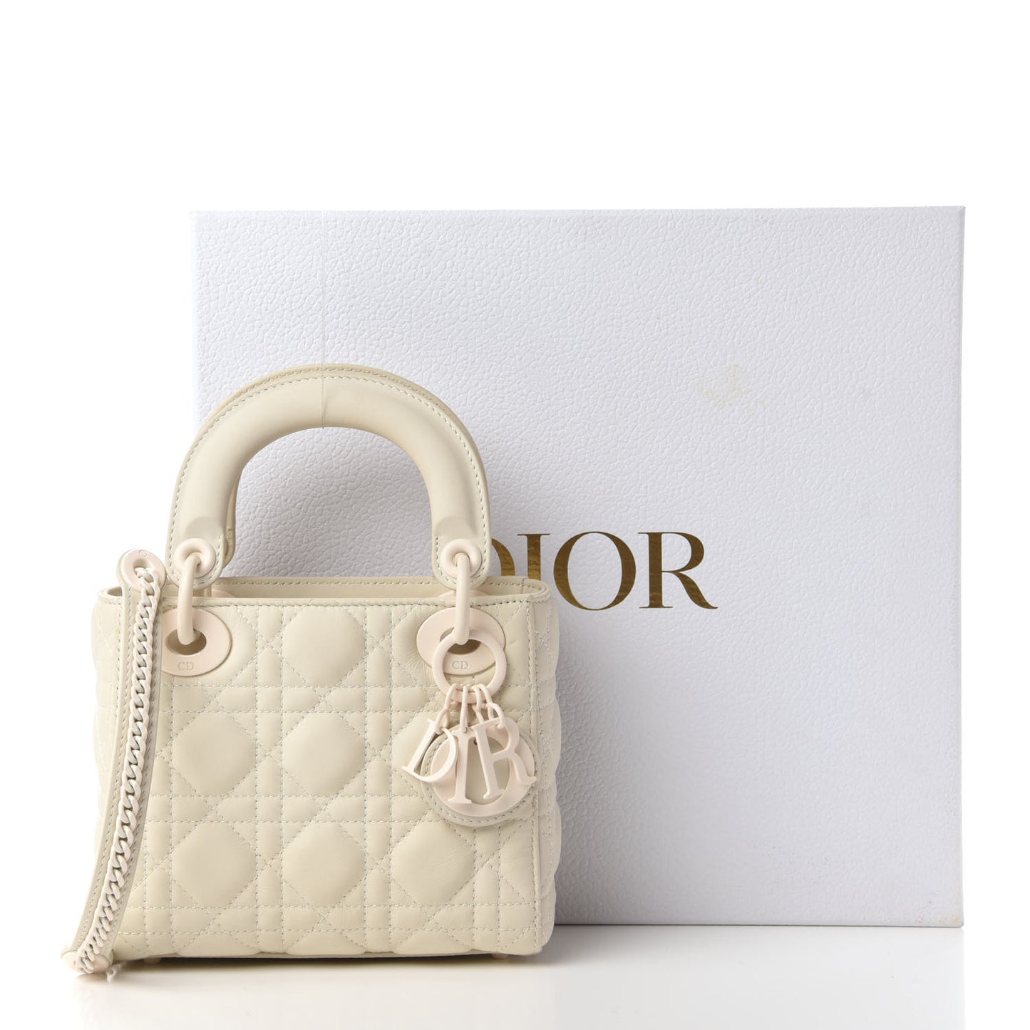 Ultra Matte Calfskin Cannage Mini Lady Dior White