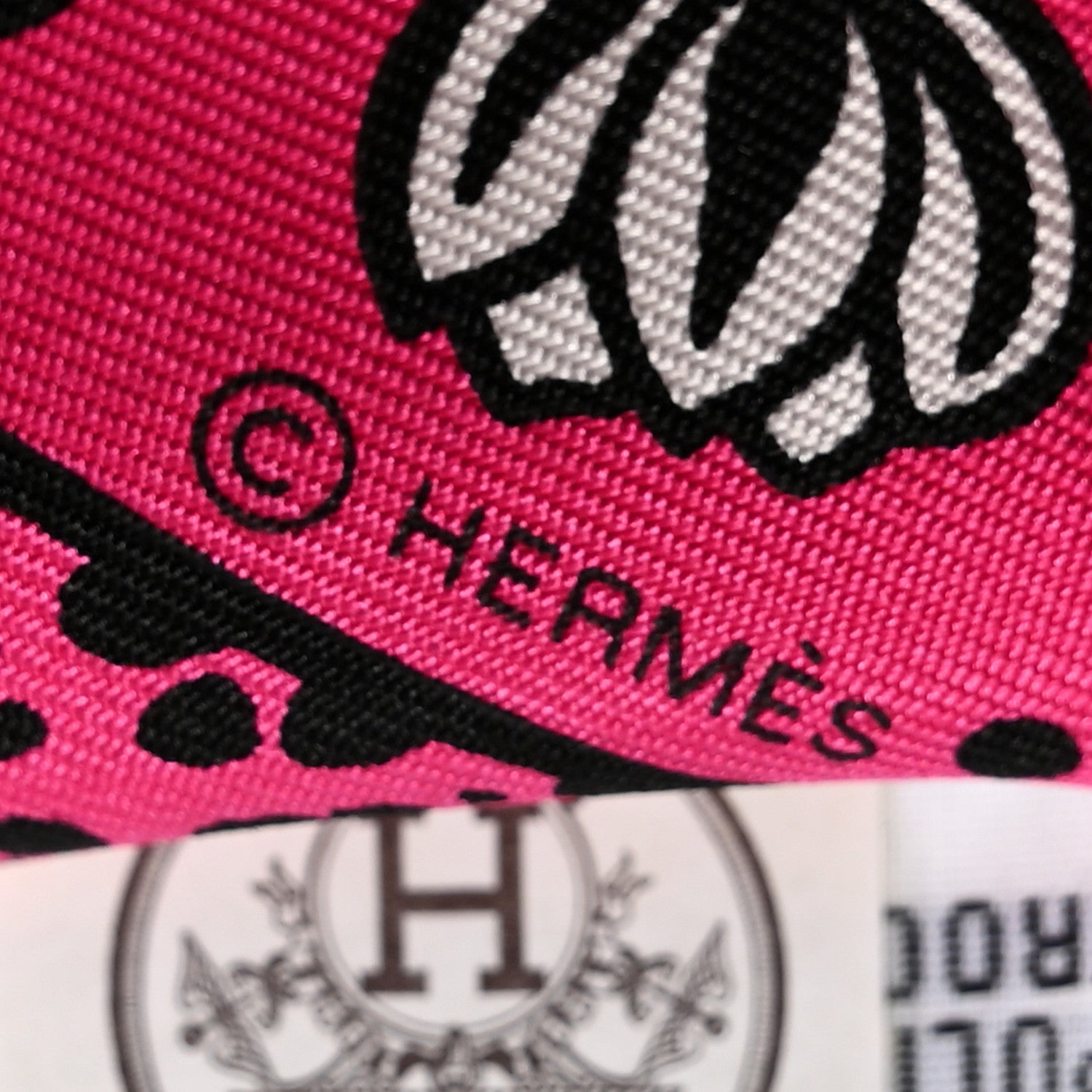 Hermes Silk Les Leopards Twilly Rose Vif Black White 3 of 4