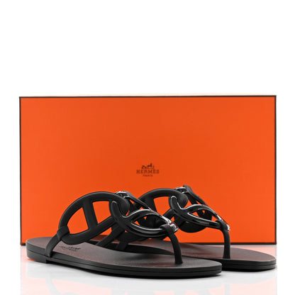 Hermes Rubber Womens Egerie Sandals 37 Black 9 of 9