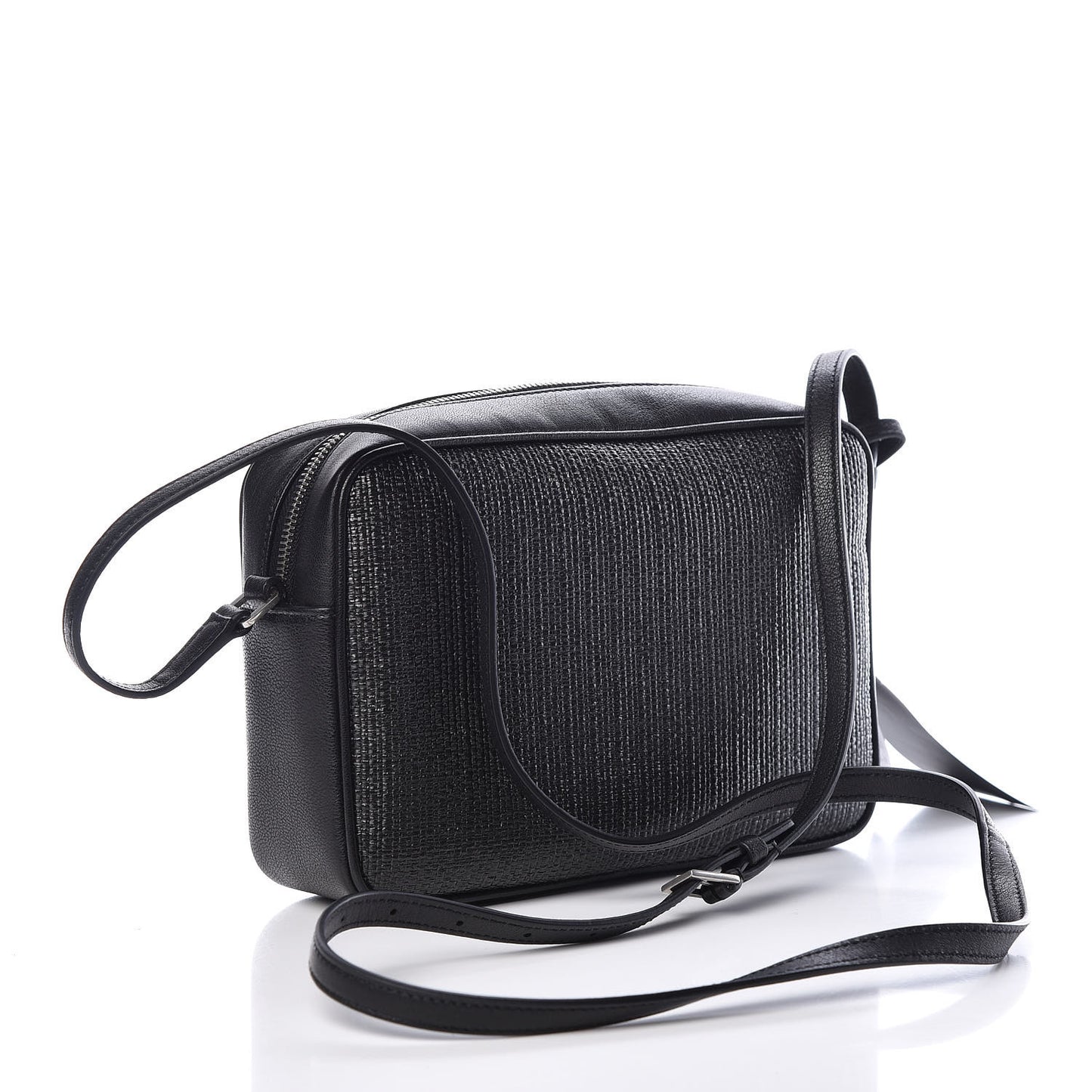 Raffia Canvas Monogram Lou Camera Bag Black
