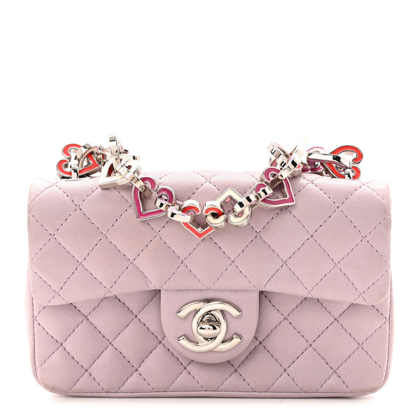 Chanel Lambskin Quilted Extra Mini Valentine Flap Lilac 1869343