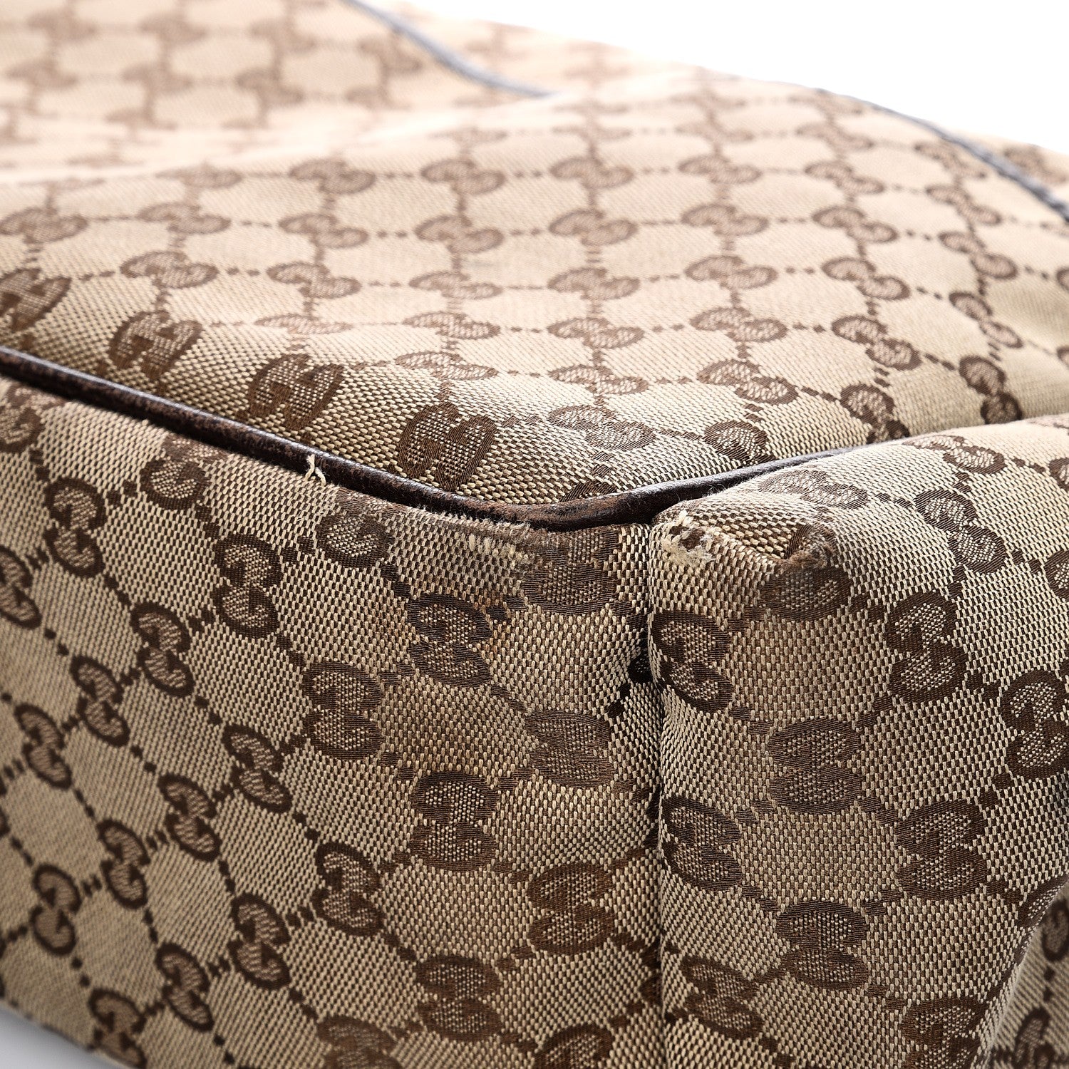 Gucci Monogram Natural Pigskin Large Diaper Bag Beige Ebony Cocoa Dark Chocolate 15 of 18