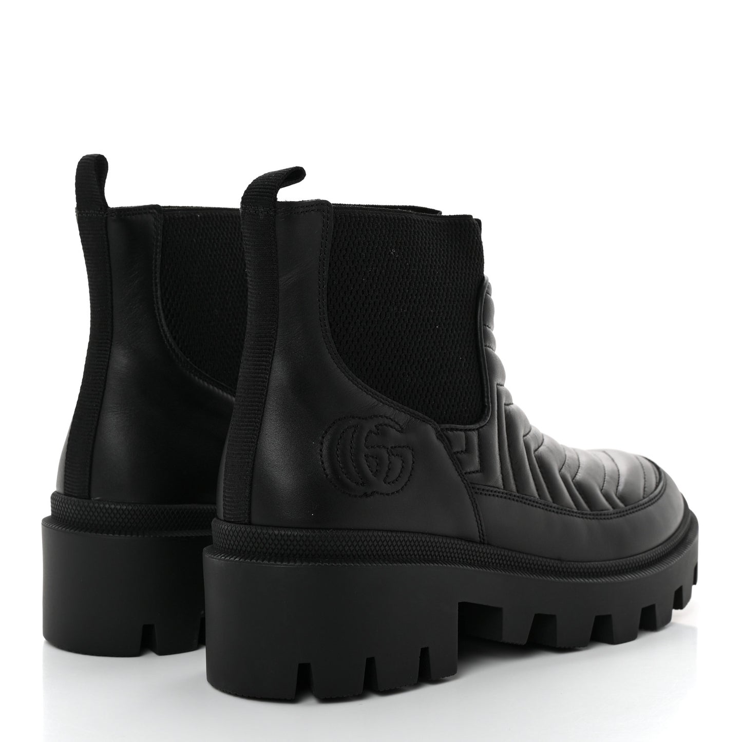 Calfskin Nappa Matelasse Frances Chelsea Boots 38.5 Black