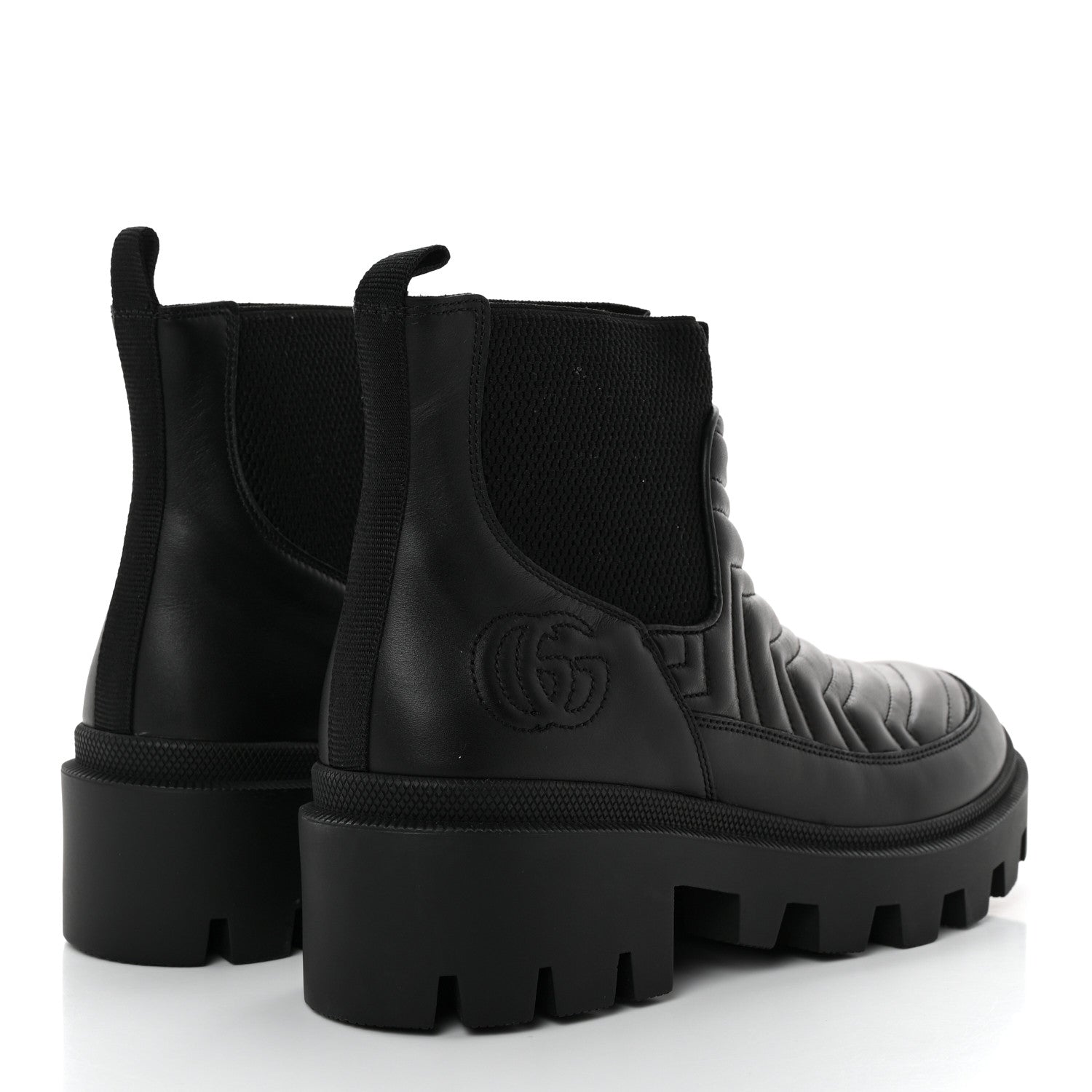 Gucci Calfskin Nappa Matelasse Frances Chelsea Boots 38.5 Black 4 of 10