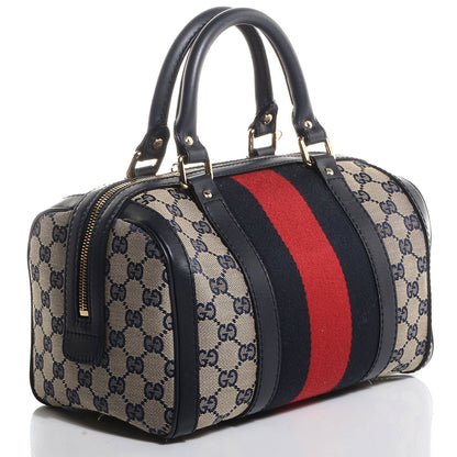 Gucci Monogram Vintage Web Small Boston Navy 3 of 7