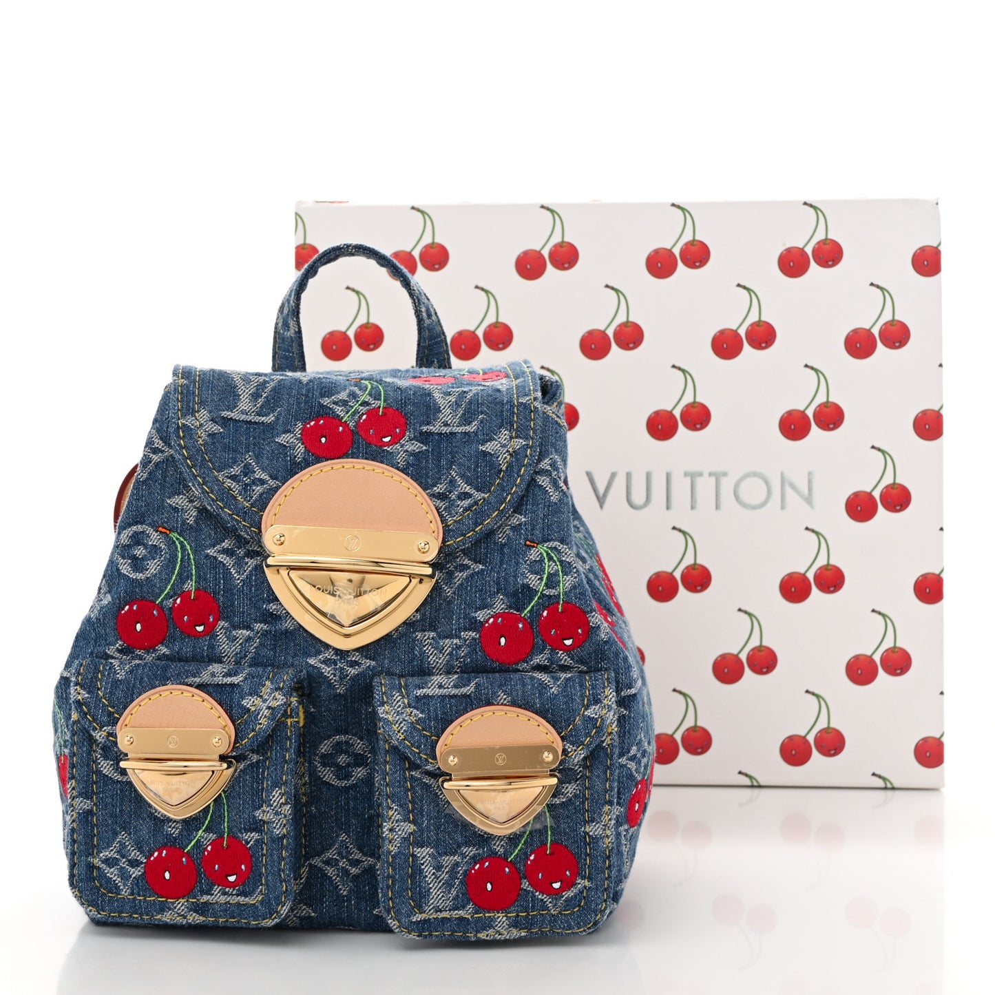 LV X TM Monogram Denim Cerises Venice Backpack Blue