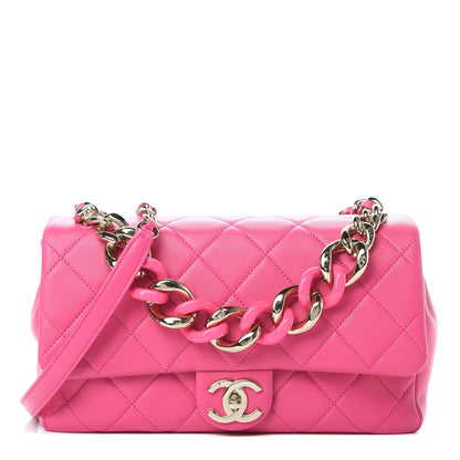 Chanel Lambskin Quilted Resin Bi-Color Chain Flap Bag Pink 1 of 11