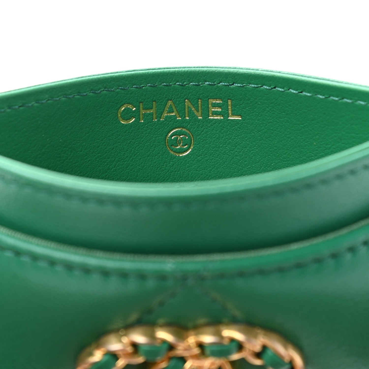 Chanel Lambskin Quilted Chanel 19 Card Holder Green 6 of 8