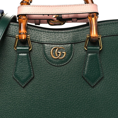 Gucci Textured Dollar Calfskin Web Small Diana Tote Bag Vintage Green Powder Pink 8 of 10