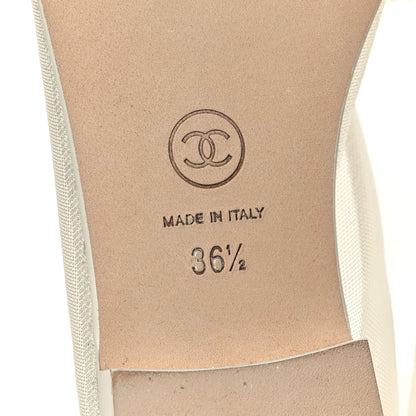 Chanel Mesh Grosgrain Cap Toe Ballerina Flats 36.5 Ivory 7 of 9